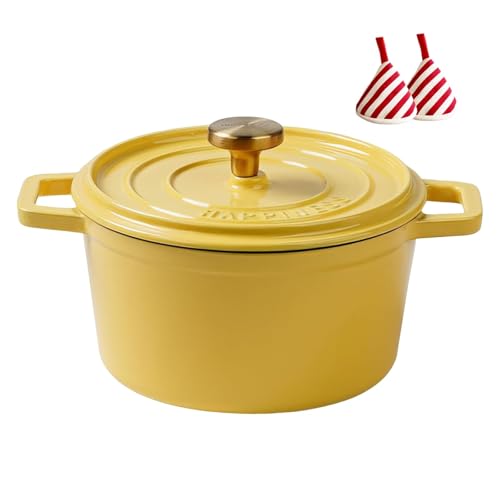 Gusseiserner Schmortopf, Emaillierter, Antihaftbeschichteter Schmortopf Mit Deckel Und Wärmeisolierendem Dreiecksverschluss, Robuster Mit Zwei Griffen, Zum Backen, Servieren Kochen(Yellow,18cm/7.08in) Gusseiserner Schmortopf, Emaillierter, Antihaftbeschichteter Schmortopf Mit Deckel Und Wärmeisolierendem Dreiecksverschluss, Robuster Mit Zwei Griffen, Zum Backen, Servieren Kochen(Yellow,18cm/7.08in) von Wygwlg