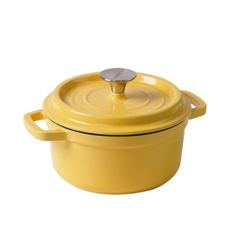 Hübscher Dutch Oven Mit Antihaftbeschichtung, Robuster Hochwertiger Dutch Oven Aus Emailliertem Gusseisen Mit Deckel Und Griffen, Einfach Zu Bedienender Herd, Für Herdarten Geeignet(Yellow) von Wygwlg
