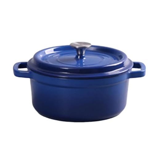Kochtopf, Multifunktionaler Sicherer Dutch Oven Aus Emailliertem Gusseisen Mit Griffen Und Deckel, Hochwertiges Gusseisen-Kochgeschirr Mit Zwei Griffen, Zum Brotbacken, Braten Von(Blue,22cm/8.66in) von Wygwlg