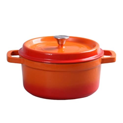 Kochtopf, Multifunktionaler Sicherer Dutch Oven Aus Emailliertem Gusseisen Mit Griffen Und Deckel, Hochwertiges Gusseisen-Kochgeschirr Mit Zwei Griffen, Zum Brotbacken, Braten Von(Orange,24cm/9.45in) von Wygwlg