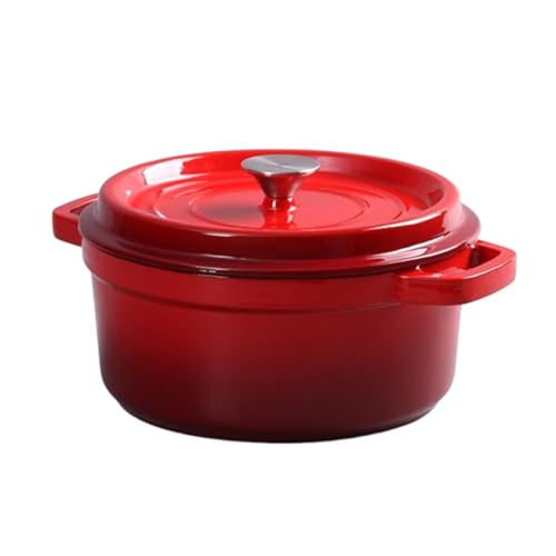 Kochtopf, Multifunktionaler Sicherer Dutch Oven Aus Emailliertem Gusseisen Mit Griffen Und Deckel, Hochwertiges Gusseisen-Kochgeschirr Mit Zwei Griffen, Zum Brotbacken, Braten Von(Red,26cm/10.24in) von Wygwlg