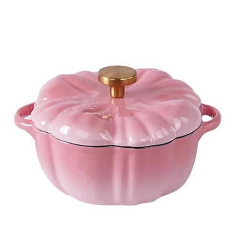 Kürbis-Cocotte, Süßer Emaillierter Kochtopf In Kürbisform Mit Deckel Und Griffen, Antihaftbeschichteter Topf Für Halloween Thanksgiving-Dekoration, Robustes Kochgeschirr, Zum Backen(Pink) von Wygwlg