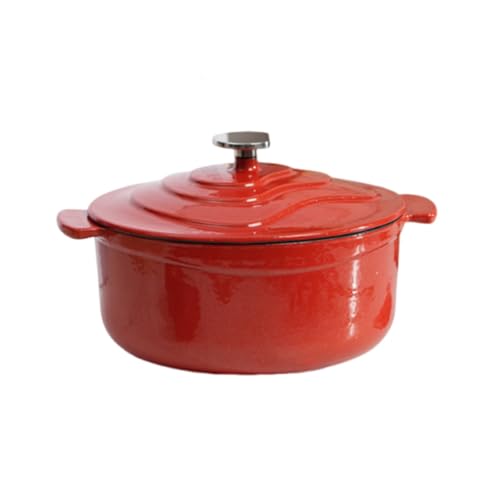 Multifunktionaler Antihaftbeschichteter Emaille-Kochtopf Mit Deckel Und Griffen, Traditioneller Sicherer Und Robuster Kochtopf Mit Gleichmäßiger Wärmeverteilung(Red,24cm/9.45in) von Wygwlg