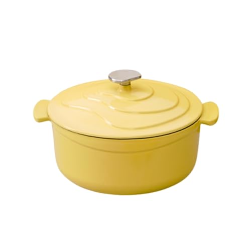 Multifunktionaler Antihaftbeschichteter Emaille-Kochtopf Mit Deckel Und Griffen, Traditioneller Sicherer Und Robuster Kochtopf Mit Gleichmäßiger Wärmeverteilung(Yellow,24cm/9.45in) von Wygwlg