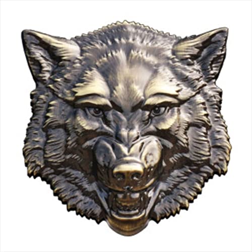 Wygwlg 1Pcs 3D-Zink-Legierungs-Überzug-Wolf-Kopf-Auto-Logo-Emblem, Seitenaufkleber, Kotflügel, Stoßstange, Heckbox, für universelle Autodekoration (Color : Copper, Size : 9.8 * 9.3cm) von Wygwlg