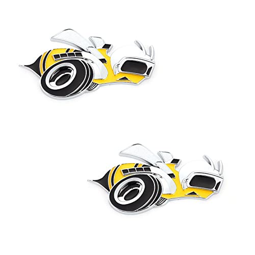 Wygwlg 2 Stück Autoaufkleber Emblem Abzeichen Aufkleber, Super Bee Car Body Fender Side Emblem, für Universal Auto Rear Trunk Badge Chrome Metal Sticker (Color : Yellow, Size : 11.2 * 6.2cm) von Wygwlg