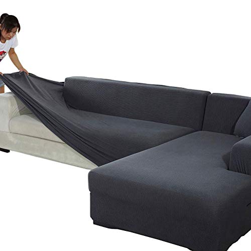 Wygwlg High Stretch Sofabezüge 1 2 3 4 Sitzer 1 Stück maschinenwaschbar stilvolle Möbelbezug/Protektor, für Wohnzimmer,Dark Gray-190 * 230CM von Wygwlg