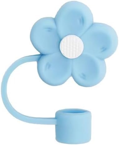 Blaue Blumen-Trinkhalm-Abdeckung für Stanley Becher mit einem Fassungsvermögen von 10 mm und 850 ml, Silikon-Trinkhalm-Abdeckkappe für Stanley-Becher-Zubehör, niedlicher Strohhalm-Aufsatz für von Wyjuan