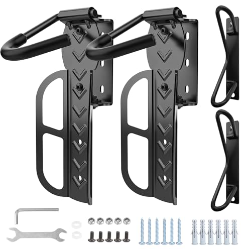 WyldSenc 2 Stück Fahrrad Wandhalterung Schwenkbare - Fahrradaufhängung Wand Vertikal - Garage Fahrradständer mit Haken für MTB, Rennrad und E-Bike von WyldSenc