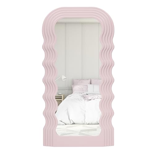 Wylde Iris 35,6 x 69,1 cm rosa gewellter Wandspiegel, Spiegel für Wohnzimmer oder Schlafzimmer von Wylde Iris