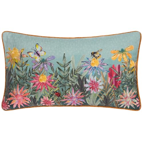 Wylder Nature Country Wilds Blossom Meadow Bedrucktes Kissen mit Polyesterfüllung – Himmelblau – 30 x 50 cm von Wylder Nature