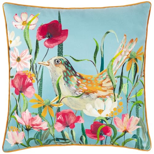 Wylder Nature Marais Bird Meadow bedrucktes Chenille-Polyester-gefülltes Kissen – Mehrfarbig – 45 x 45 cm von Wylder Nature