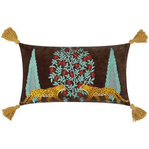 Wylder Tropics Aritra Besticktes Samtkissen mit Polyesterfüllung – Mehrfarbig – 30 x 50 cm von Wylder Tropics