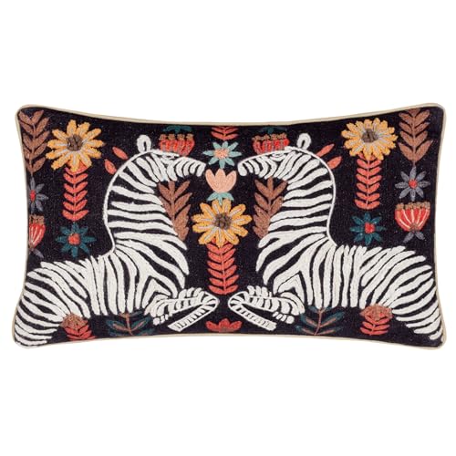 Wylder Tropics Kissen mit verspiegeltem Zebramuster, Bestickt, Baumwolle, Polyester von Wylder Tropics