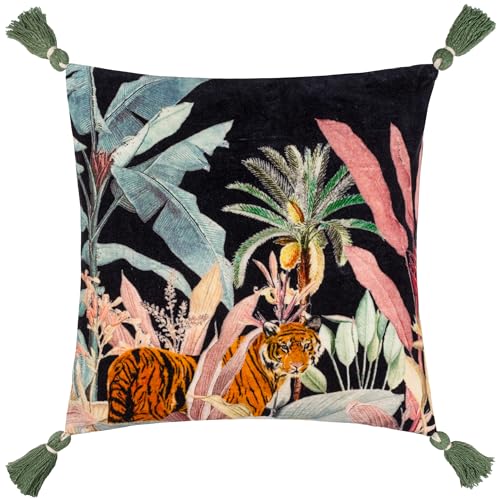 Wylder Tropics Midnight Jungle Samt Kissenhülle mit Quasten von Wylder Tropics