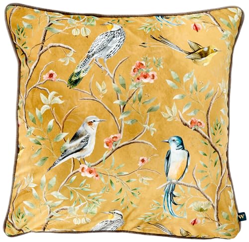 Wylder Tropics Kissenbezug Vögel und Blumen 43 x 43 cm Gold Dekokissenbezug Heimdekoration Schlafzimmer von Wylder Tropics