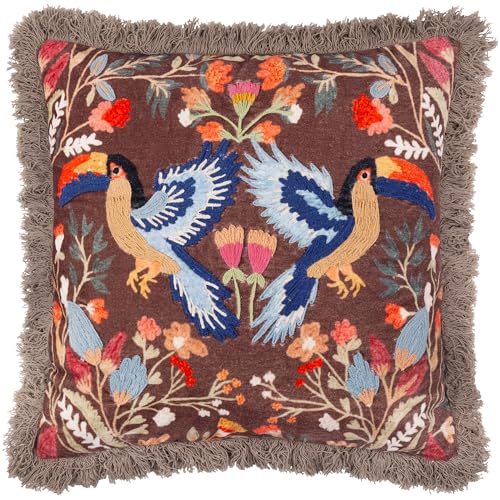 Wylder Tropics verspiegeltes Tukan-gesticktes, federreiches Kissen – Mehrfarbig – 45 x 45 cm von Wylder Tropics