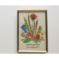 Vintage Messing Bilderrahmen Mit Gepressten Blumen 1980Er Jahre von WylieOwlBoutique
