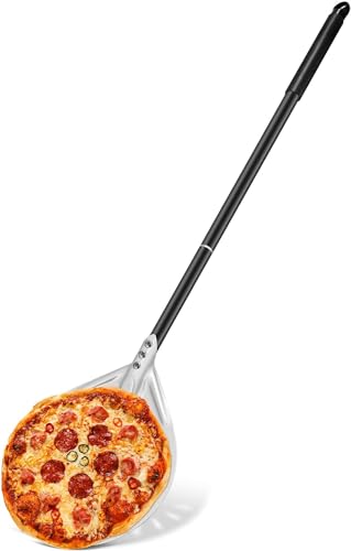 Aluminium Pizzaschieber Perforiert,Pizza Schaufel Metall Pizzaschieber für Pizzaofen im Freien das Backen von selbstgemachten Pizzen,Pizza Peel Pizza Shovel Paddel mit abnehmbaren Griff, 7 Zoll von Wylnsie