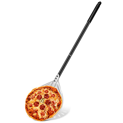 Wylnsie Metall-Pizzaschaufel, Pizzaschieber für Pizzaofen im Freien das Backen von selbstgemachten Pizzen,Pizza Peel Pizza Shovel Paddel mit abnehmbaren Griff von Wylnsie