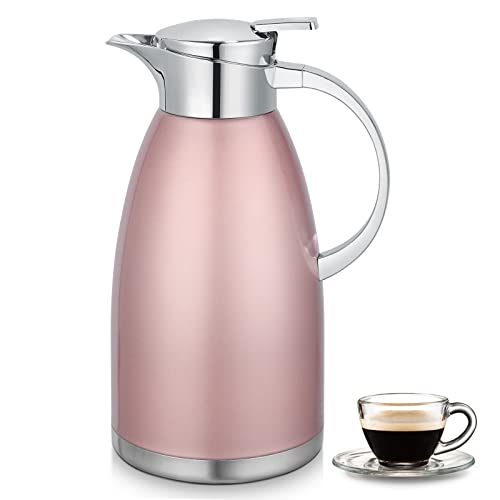 2.3 Liter Edelstahl Isolierkanne thermoskanne,Teekanne, Doppelschicht Vakuum kaffeekanne,Thermoskanne Edelstahl,Thermoskanne Kaffee Tee（Rosa） von Wylnsie