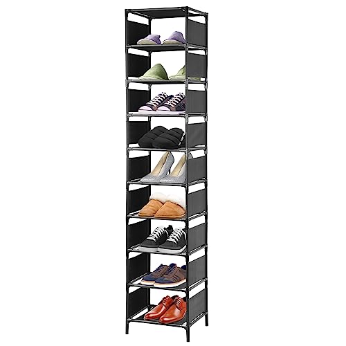 Wylnsie Vertikales Schuhregal mit 10 Ebenen, schmales Schuhregal, freistehender, Stabiler, stapelbarer Schuhregal-Organizer für 10 Paar vertikale Schuhregal für Eingangsbereich, Schlafzimmer von Wylnsie