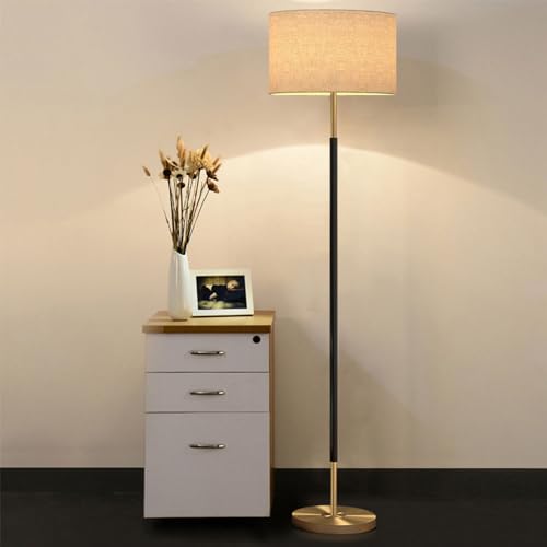 Wylolik Amerikanische Retro-Stehlampe Schlafzimmer Nachttisch vertikale Lampe Studie nordische Tischlampe Leinenstoff Stehlampen poliertes Metall hohe Lampen klassische Eck-Stehlampen Eisen kreative von Wylolik