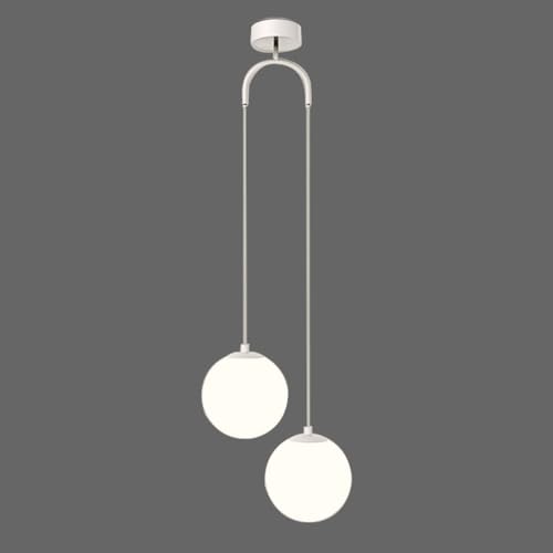 Wylolik Doppelkopf-Glaskugel-Kronleuchter moderne minimalistische Pendelleuchte Schlafzimmer-Nachttisch-Hängelampe höhenverstellbare Aufhängungsbeleuchtung dekorative Innenbeleuchtung für die Büroküch von Wylolik