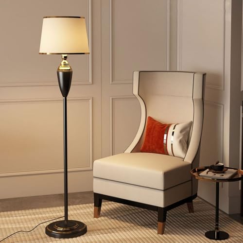 Wylolik Horn-Stoffschirm-Stehlampe, dekorative Innen-Stehlampen, poliertes Metall, vertikale Leselampe, hohe Lampen, Sofa-Eck-Stehbodenleuchten, Fußschalter für Wohnzimmer, Schlafzimmer von Wylolik