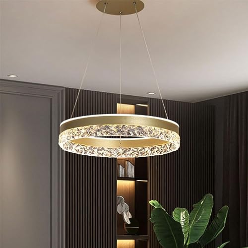 Wylolik Nordische Acryl-Pendelleuchte, LED-Pendelleuchte, neue moderne High-End-Restaurant-Pendelleuchten, Ring-Kronleuchter mit Kristallform, Acryl, dimmbar, mit Fernbedienung, verstellbare runde von Wylolik