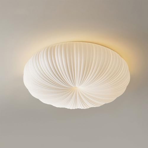 Wylolik Nordische einfache Deckenleuchte aus weißem Acryl in Deckennähe, LED-windundurchlässige Augenschutz-Deckenleuchte, 3-farbig dimmbare Deckeneinbauleuchten für Küche, Schlafzimmer, Waschküche von Wylolik