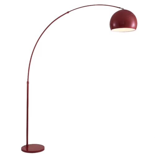 Wylolik Rote Bogen-Stehlampe, frei verstellbare Stehlampen, poliertes Metall, vertikale Lampe, dekorative Steh-Stehleuchten für den Innenbereich, hohe Leselampen, Atmosphäre, Stehleuchte für Wohnzimme von Wylolik