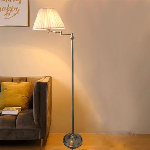 Wylolik Stehlampe mit beweglichem Arm gewichtetes Chassis Stehlampen Stoffschirm Tischlampe, moderne, elegante vertikale Lampe antikes Messing verstellbares Leselicht für Wohnzimmer Schlafzimmer von Wylolik