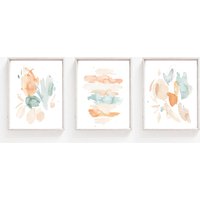 3Er Set, Abstraktes Aquarell, Abstrakte Wandkunst, Wandkunst Modern, Modernes Aquarell Kunst, Boho Schlafzimmer von WyndyDesignShop