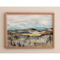 Alberta Rocky Mountains Aquarell Landschaft Kunstdruck von WyndyDesignShop