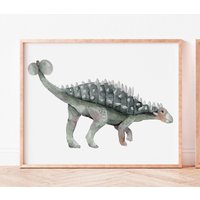 Ankylosaurus Wandbild, Dinosaurier Druck, Aquarell Dinosaurier, Drucke, Bild, Poster von WyndyDesignShop