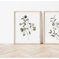 Aquarell Eukalyptus, Eukalyptus Malerei, Wandbehang, Kunstdruck, Wanddekor, Blattmalerei, Blattkunst von WyndyDesignShop