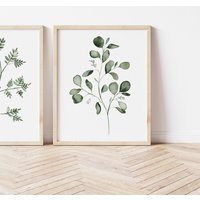 Aquarell Eukalyptus, Eukalyptus Malerei, Wandbehang, Kunstdruck, Wanddekor, Blattmalerei, Blattkunst von WyndyDesignShop