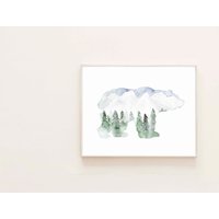 Aquarell Grizzlybär - Berge- Kunstdruck 3 Farbvarianten/Malerei Kunst Wandbehang Dekoration Wald Rustikal von WyndyDesignShop