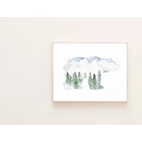 Aquarell Grizzlybär - Berge- Kunstdruck 3 Farbvarianten/Malerei Kunst Wandbehang Dekoration Wald Rustikal von WyndyDesignShop