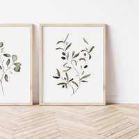 Aquarell Olivenzweig, Olivenzweig Malerei, Eukalyptus Wandbehang, Olive Kunstdruck, Wanddekor, Blattmalerei, Blattkunst von WyndyDesignShop