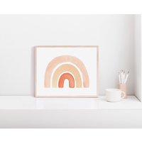 Aquarell Regenbogen, Pfirsich Neutraler Regenbogen Bild, Malerei, Mädchenzimmer Bild von WyndyDesignShop