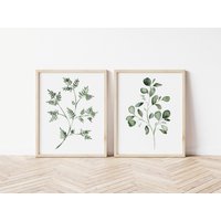 Helle Version, Aquarell Grüne Blätter, Eukalyptus Blatt, Wohnzimmer Dekoration, Küche, Wohnzimmer, Schlafzimmer, Deko von WyndyDesignShop