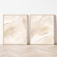 Set Von 2, Moderne Wandkunst, Neutrale Kunst, Wall Art Modern, Modernes Aquarell, Abstrakte Boho Großformatige Linie Kunst von WyndyDesignShop