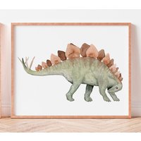 Stegosaurus Malerei, Dinosaurier Druck, Aquarell Dinosaurier, Dinosaurier-Kinderzimmer-Drucke, Dinosaurier-Wand-Kunst, Stegosaurus-Wanddekor, Kunst von WyndyDesignShop
