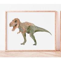 T-Rex Malerei, Dinosaurier Druck, Aquarell Kinderzimmer, Wandkunst, Kunst, Tyrannosaurus Rex von WyndyDesignShop