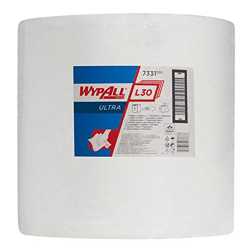 Kimberly-Clark 190257 WYPALL L30 Ultra Wischtuch, 3-lagig, Großrolle, Perforiert, Weiß, 1000 Stück von Wypall