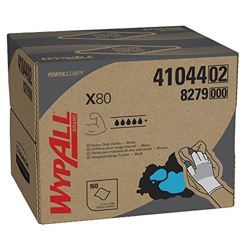 WypAll* X80-Tücher 8279 – 1 BRAG* Box mit 160 weißen, 1-lagigen Tüchern von Wypall