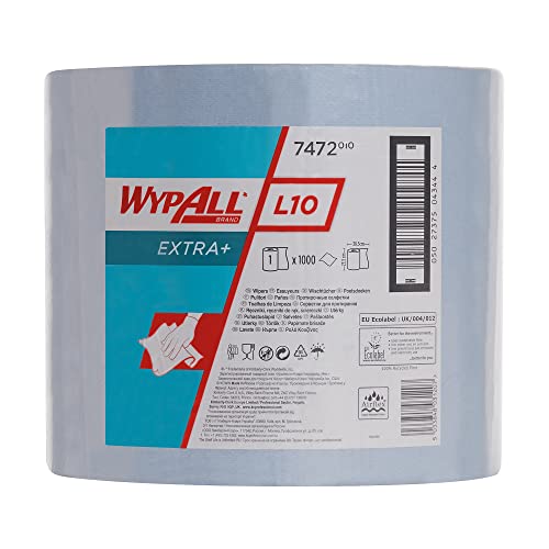 WypAll L10 Extra+ Wischtücher 7472 auf der Großrolle – 1 Rolle mit 1.000 Wischtüchern, 1-lagig, blau von Wypall