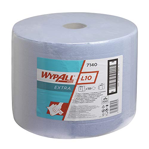 WypAll L10 Extra Wischtücher 7140 auf der Großrolle – 1 Rolle mit 1.500 blauen, 1-lagigen Wischtüchern von Wypall